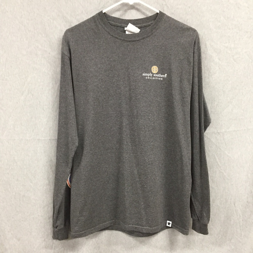 Simply Southern Womens Medium Football Dog Long‎ Sleeve Graphic T-Shirt Grey SS - Picture 2 of 12